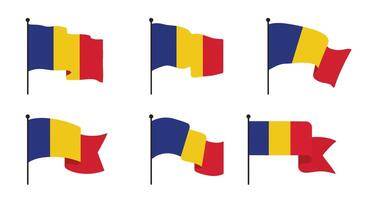 Romanian flag design variations in flat style showcasing different shapes and layouts art vector