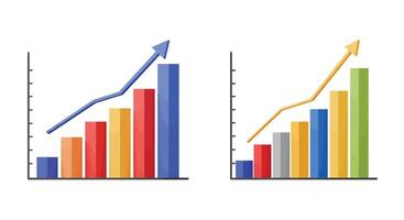 Bar graph progress comparison in flat style showcasing growth trends illustration vector