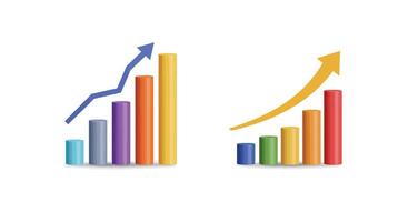 Bar chart transformation from growth to dynamic presentation in flat art vector