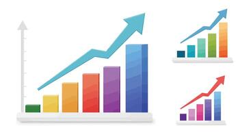 Bar chart growth comparison in flat design illustration vector