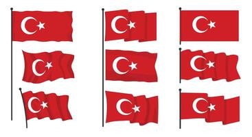 Turkish flag design transformation in flat art style showcasing movement in two frames vector