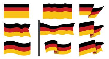 German flag design variations in flat style showcasing movement and flow in illustration vector