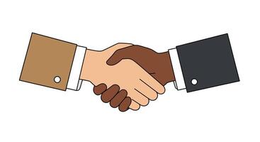 Handshake between diverse individuals in flat design style art vector
