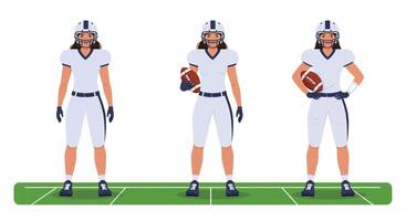 Football player transition between poses in minimal flat art vector