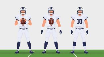 Football player in three poses with minimal style art vector