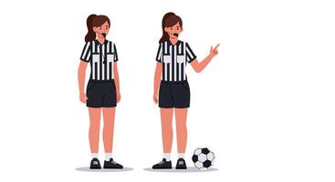 Soccer referee character in flat style showcasing two different poses in art vector