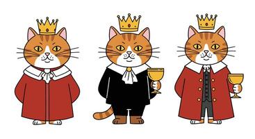 Regal cat character transformation with detailed flat design in art vector