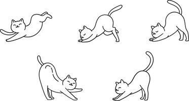 Playful cat animations in minimal style showcasing movement in art vector
