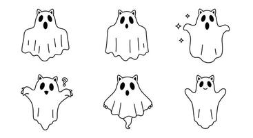 Ghost character transformation in minimal illustration style with playful expressions in art vector