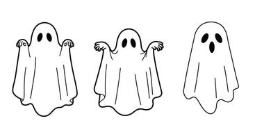 Ghost character expressions in playful poses minimal illustration vector