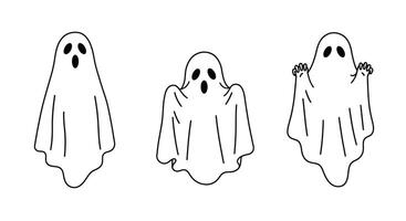 Ghost character design in flat style showcasing different expressions illustration vector