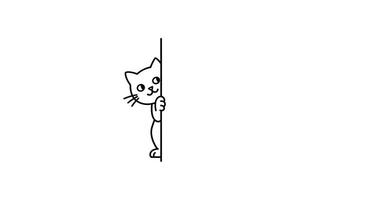 Cute cat peeking around corner in minimal flat design art vector