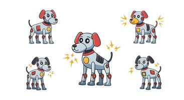 Robotic dog character transformation in flat design style illustration vector