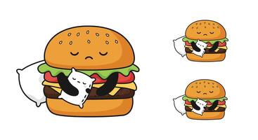 Cute cartoon hamburger character with flat design and playful expression art vector