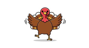 Turkey character with animated wings in flat design style art vector