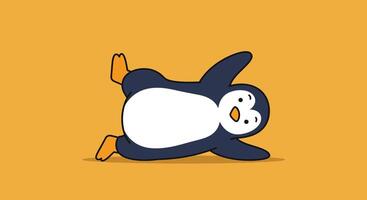 Cute penguin character in playful pose, flat design style, cheerful colors, illustration vector