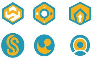 A set of six different logos for different types of companies vector