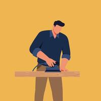 Man ironing clothes in flat design style illustration vector
