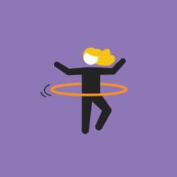 Person dancing with hula hoop in playful flat art vector