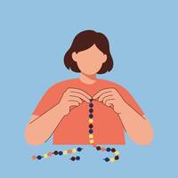 Crafting colorful beads in minimal style showcasing hands creating jewelry art vector