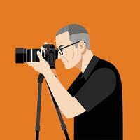 Photographer capturing an image in flat art style showcasing detailed expression and composition art vector