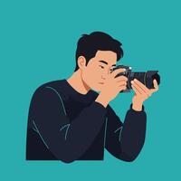 Photographer capturing moment in flat design style art vector