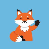 Cute smiling fox character in flat design style waving hello illustration vector