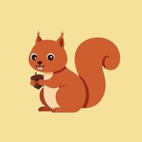 Cute cartoon squirrel character in flat design style art vector