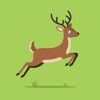 Running deer in a flat design style showcasing vibrant colors in art vector