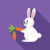 Rabbit holding a carrot in flat minimal art style with playful colors vector