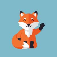 Cute cartoon fox character in flat design style waving in art vector