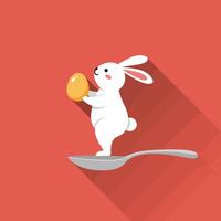 Cute rabbit balancing an egg on a spoon in minimal art vector