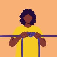 Person tying a knot with rope in flat and minimal art vector
