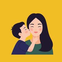 Mother and child sharing a loving moment in flat art vector