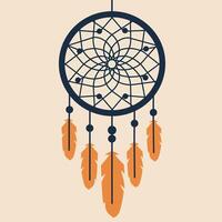 Dreamcatcher design featuring feathers and web in a flat art style vector