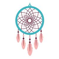 Dreamcatcher design featuring feathers in flat minimal art style vector