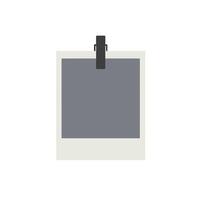 Simple polaroid frame design in flat style with clip for photo art vector