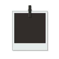 Polaroid frame design with clip in flat art style for creative projects vector