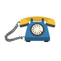 Retro rotary telephone design in flat style with bold colors and clean lines illustration vector