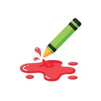 Crayon drawing vibrant red splash minimal illustration vector