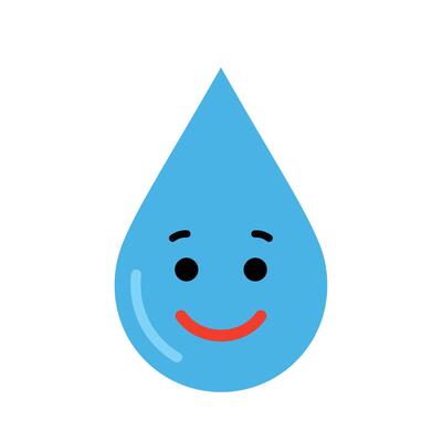 Happy blue water droplet in flat design style art