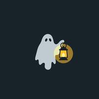Ghost holding a lantern in a flat style illustration vector