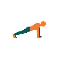 Push-up exercise transition in flat design art style showcasing fitness movements vector