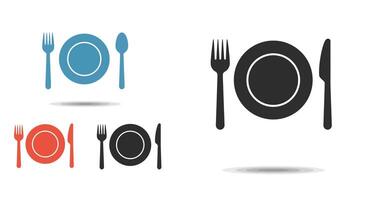 Fork and knife with colorful plates in minimal flat art vector