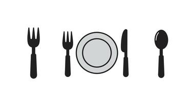 Dining utensils arranged in a minimal style with a plate in art vector