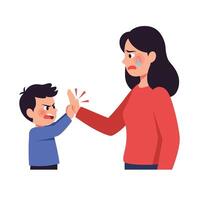 Child expressing frustration while mother shows disappointment in flat illustration vector