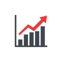 Graph showing growth trends in a flat design style illustration vector