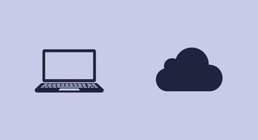 Laptop transitioning to cloud storage in flat design illustration vector