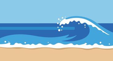 Ocean wave crashing on the shore in flat art style vector