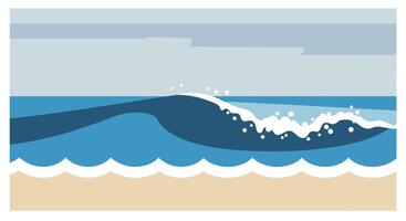 Ocean wave with minimal design elements and soothing colors in art vector